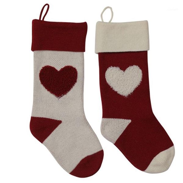 

christmas decorations stocking 3d heart xmas socks hanging pendant fireplace tree decor 2021