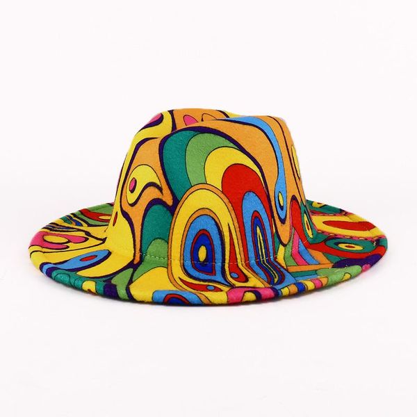 

wide brim hats bohemia writer felt fedoras cowboy two color patchwork trilby jazz hat for women men party gift, Blue;gray