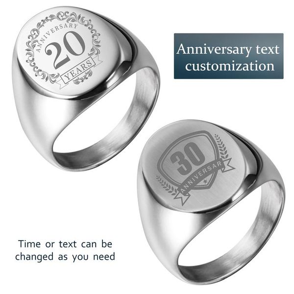

custom rings engraved logo name polished&brush oval for men women anniversary jewelry cluster, Golden;silver