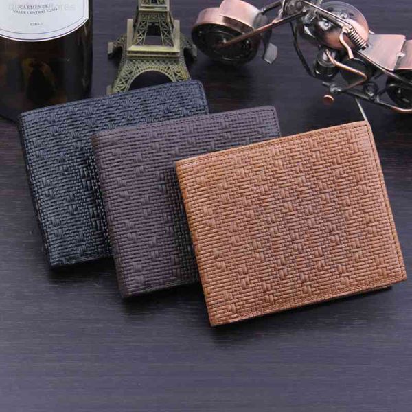 

wallet leather men's horizontal casual short folding multifunctional bank card top, Red;black