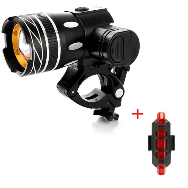 

waterproof durable rechargeable headlight night riding safety accessories black bike handlebar light lights