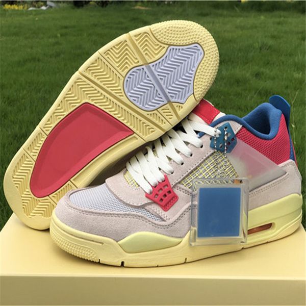 

jumpman 4 4s sp union guava ice basketball shoes fusion red sports sneakers with original box size us7-13