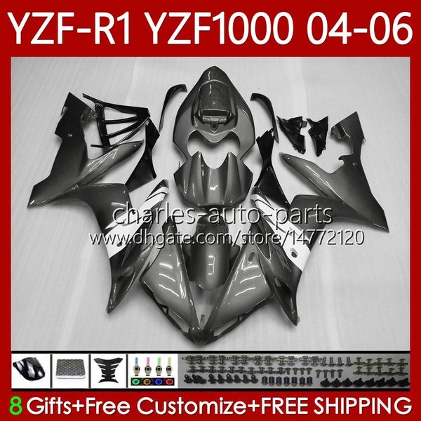 OEM Body Kit für Yamaha YZF-R1 YZF1000 YZF R 1 1000CC 2004 2005 Glossy Grey 2006 Karosserie 89No.157 YZF R1 1000 CC YZFR1 04 05 06 YZF-1000 2004-2006 Motorradverkleidungen