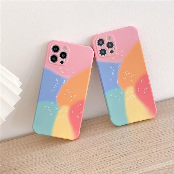 

cell phone pouches color cute line cat graffit case for 12 11 pro max 7 8 plus x xs xr liquid soft silicon back cover capa