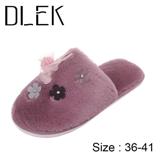 

slippers women soft sole female autumn latest cartoon flower all-match non-slip home 36-41 warm comfortable plush shoes, Black