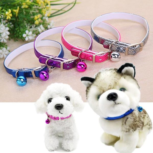

dog collars & leashes bell small collar puppy pet cat collier chain leather snake grain neck strap for chihuahua teddy fashion