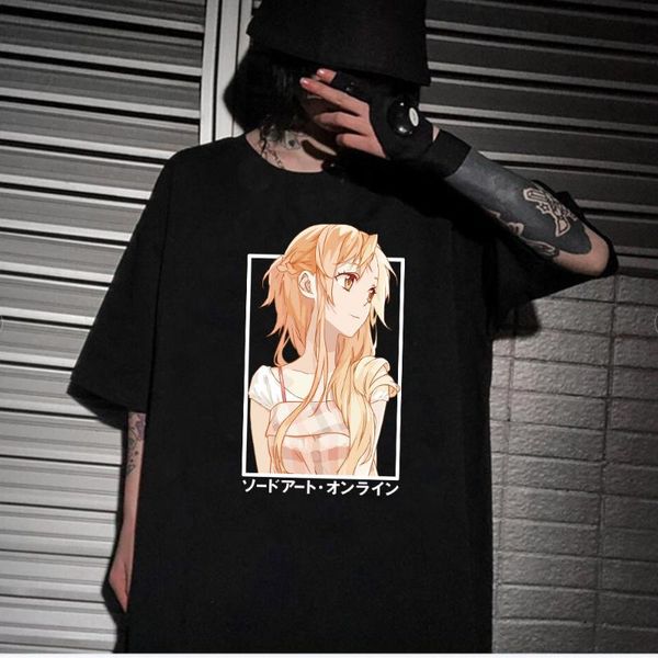 

men's t-shirts sword art online japanese anime t-shirt fashion short sleeves o-neck casual, White;black