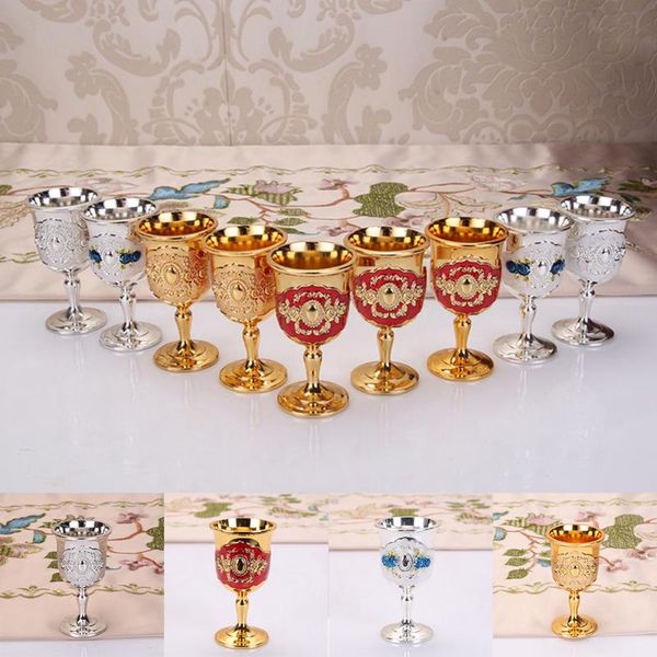 

20~30ml retro creative small beverage wine cup gold european style home bar tall legs decoration mugs