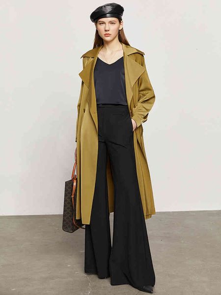 

women's leather & faux jaqueta transpassada feminina, casaco longo solto, elegante, com botÃµes duplos, resistente ao frio, outono e inv, Black