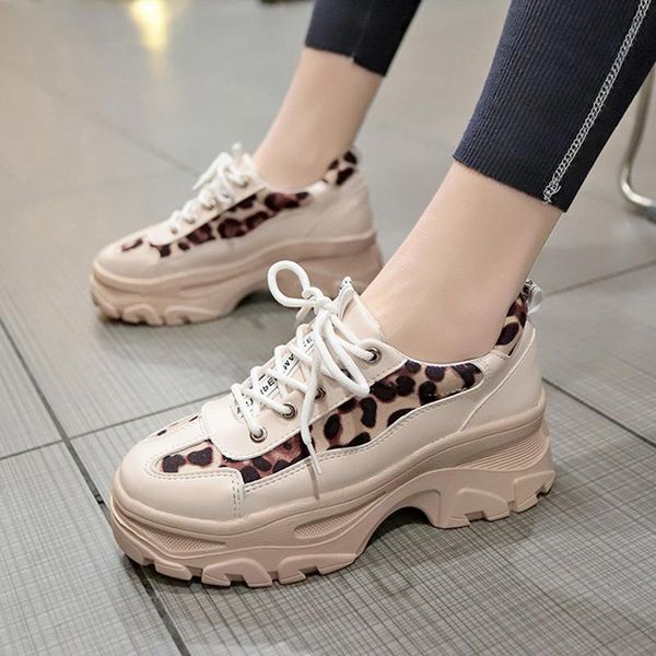 

dress shoes autumn fashion women breathable sneakers solid platform lace up vulcanized dad casual, Black