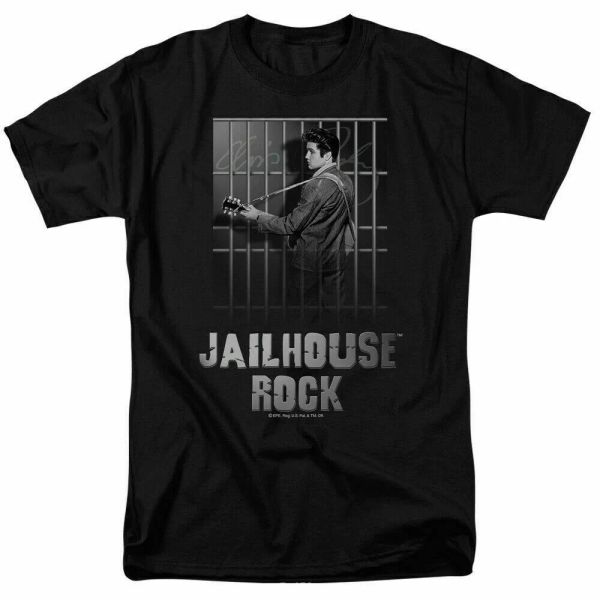 

Elvis Presley Jailhouse Rock T Shirt Licensed Rock N Roll Music Tee Black, White;black