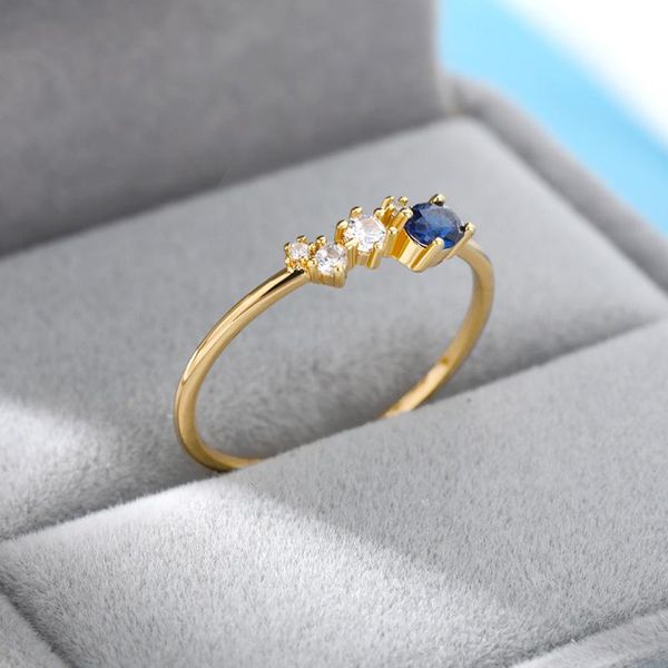 

wedding rings blue zircon for women girls gold silver color stainless steel female engagement ring finger jewelry anillos mujer, Slivery;golden