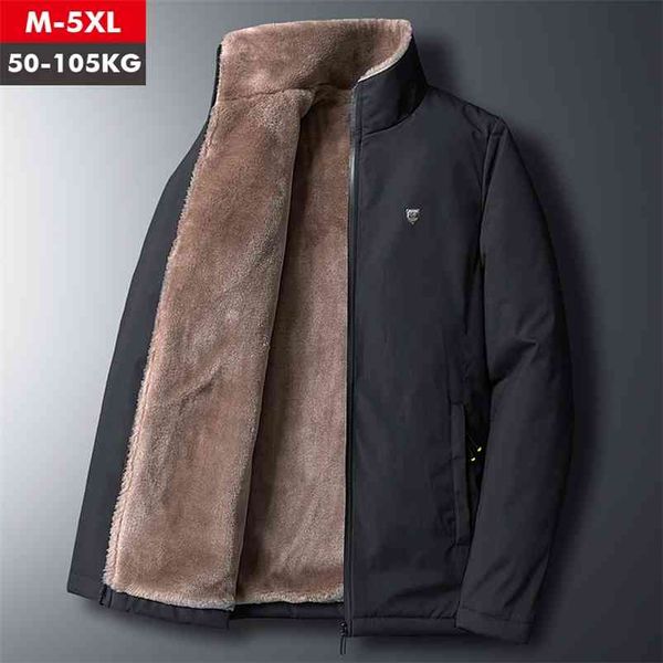 

fleece jacket men 's warm thick windbreaker fur collar coat plus size m-5xl brand fashion winter fleece parkas 210913, Black