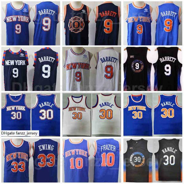 

high julius randle jersey 30 basketball rj barrett 9 walt frazier 10 all stitched navy blue white black beige, Black;red