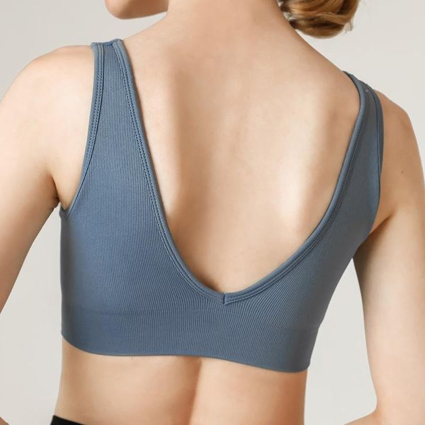 

yoga outfit european and american women's deep v beauty vest gathers no rims sports underwear shockproof running tights fitness clothes