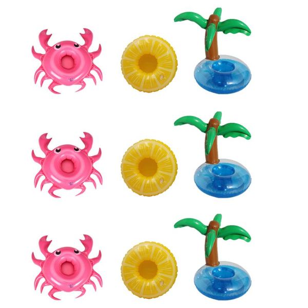 

life vest & buoy 9pcs inflatable drink holders lemon crab coconut tree cup coasters