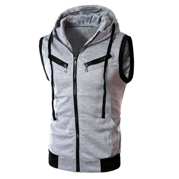 

men's hoodie, svels zipper sports vt, summer sportswear, color block., Black;white