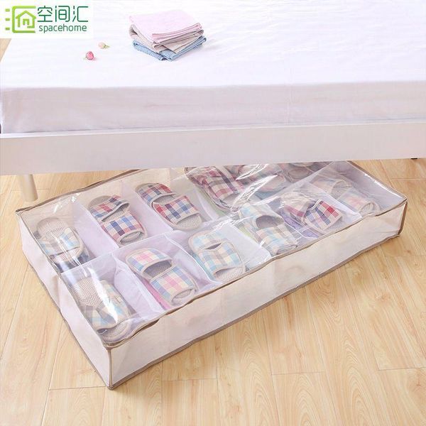 

grid cotton cloth shoe bag storage box dustproof cover drawstring travel stor bags