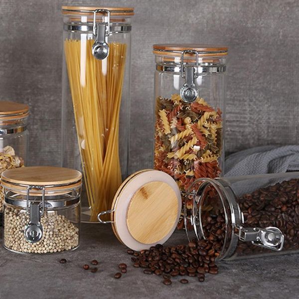 

storage bottles & jars borosilicate glass airtight jar container bamboo lid