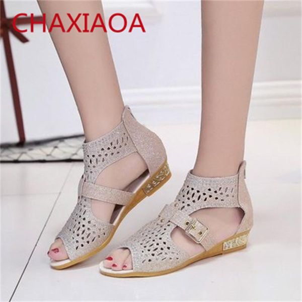 

sandals chaxiaoa brand women's 2021 peep toe hollow woman summer flats shoes rome style buckle strap ladies gladiator, Black