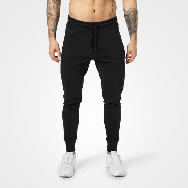 

men's pants muscle boy brothers fitness autumn and winter light plate pure color cotton slim legged sports leisure running, Black