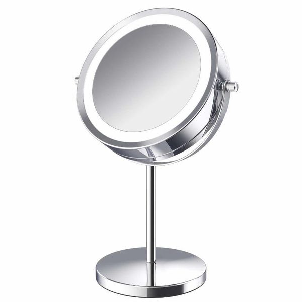 

compact mirrors rechargeable dressing mirror with led lamp 5 / 10x magnification desk beauty for students adults and office workers