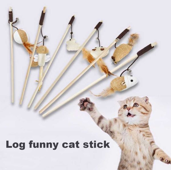 

cat toys wooden stick funny linen pet toy biting burlap mouse ball meow star supplies
