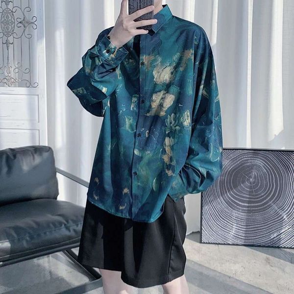 

men's casual shirts shirtautumn tie dyed men's long sleeve shirt youth versatile casual trend ruffian handsome coat nocj, White;black