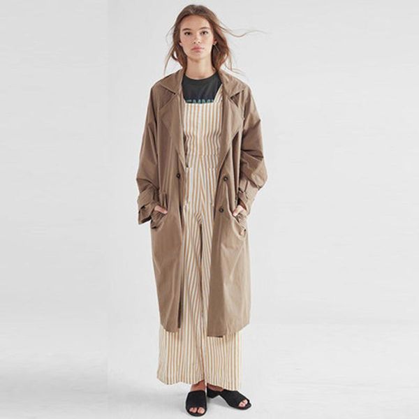 

women's trench coats bandage brown coat women single breasted womens windbreakers british style sheepskin fashion ladies long 77, Tan;black