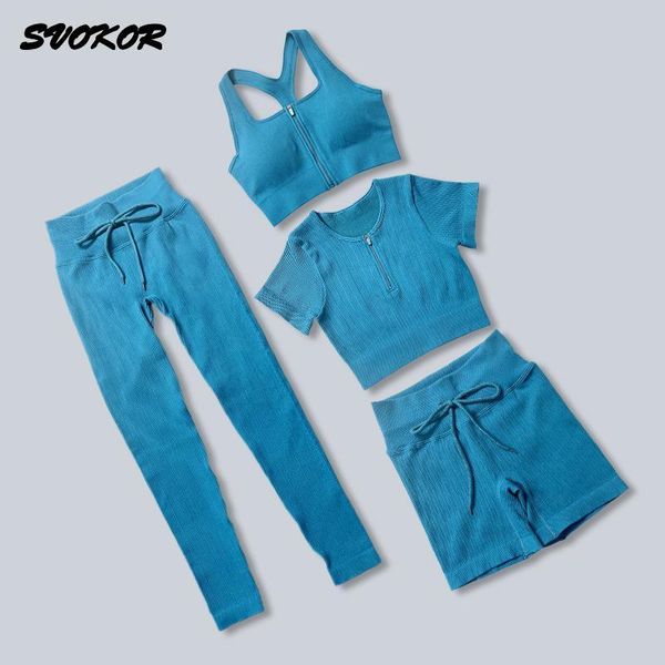 

yoga outfit svokor 2/4pcs sport set women seamless workout fitness sportswear drawstring stretch sports pants summer suit