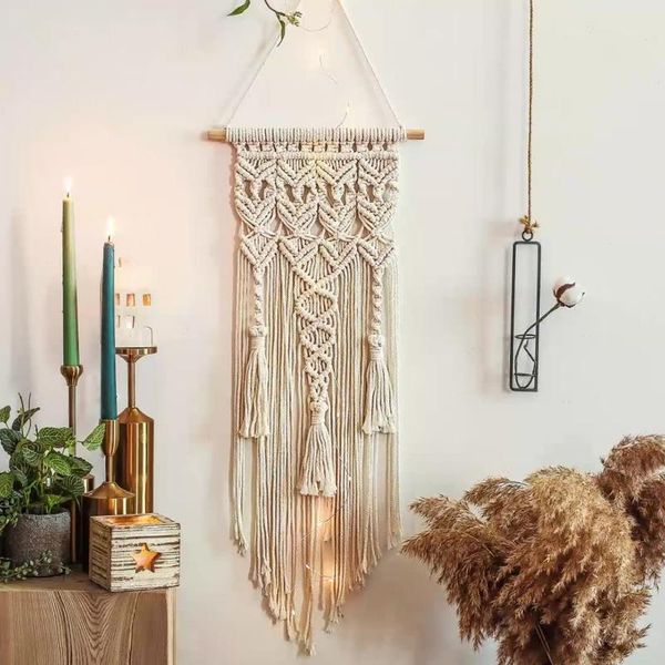 

decorative objects & figurines hand-woven pendant macrame wall hanging boho woven tapestry handmade kids girls room decoration crafts home d