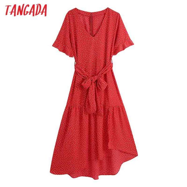 

fashion women red dots print with slash short sleeve casual female ruffle dress be430 210416, Black;gray