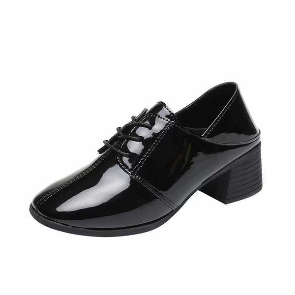

sandals spring autumn shaved shoes brogue from vintage chunky heel cut ladies oxford lace up female fashion vu20, Black