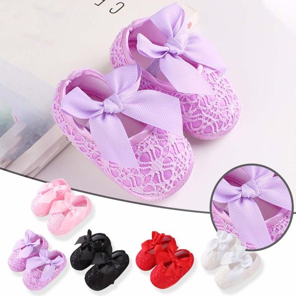 

first walkers soft sole flower born baby girl christening shoes headband set 2021 lovely princess lace bowknot infant non slip walker