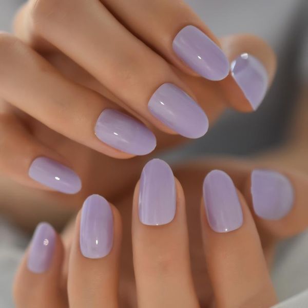 

false nails short oval round fake press on artificial nail art tips glossy wearble for girls women finger decoration, Red;gold