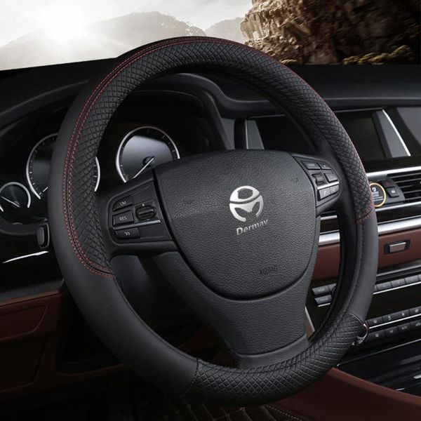 

steering wheel covers car steering-wheel 37cm-38cm leather hand-stitched pu dermay cover fit for most cars styling