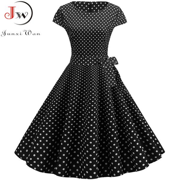

retro black polka dot summer dress women 2021 vestidos robe femme vintage pin up dress 50s 60s rockabilly party dress plus size, Black;gray