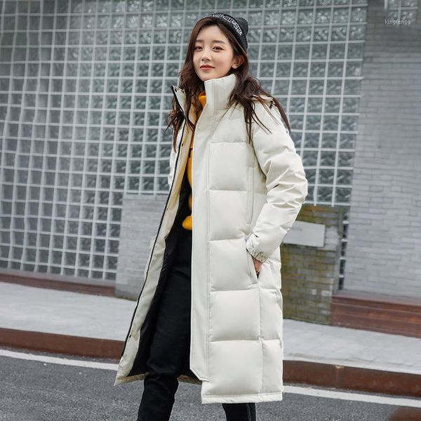 

women's down & parkas clothing winter models long over the knee couples jacket men and women same paragraph thicken white duck coat, Black