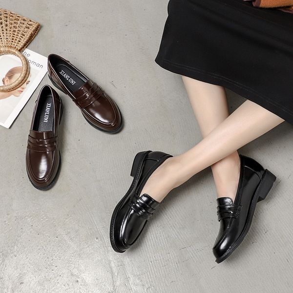 

dress shoes england style sewing thin belt oxfords women patent leather moccasins comfy soft bottom flats classic spring derby 652q, Black