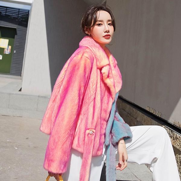 

women's fur & faux imported velvet mink coat short full fashion 2021, Black