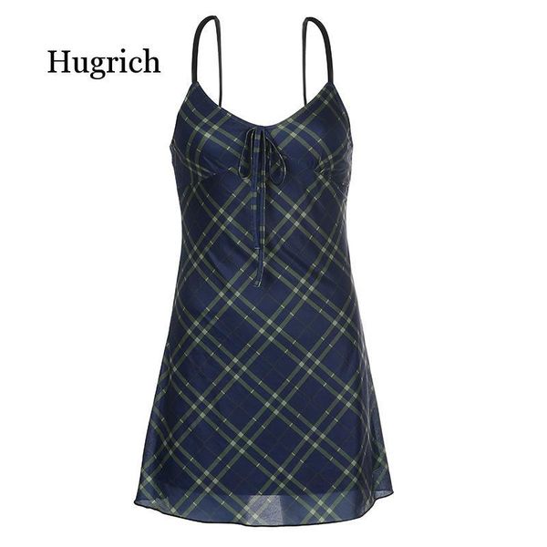 

casual dresses 90s spaghetti strap bandage front ruffles plaid vintage mesh v-neck backless a-line mini dress partywear, Black;gray