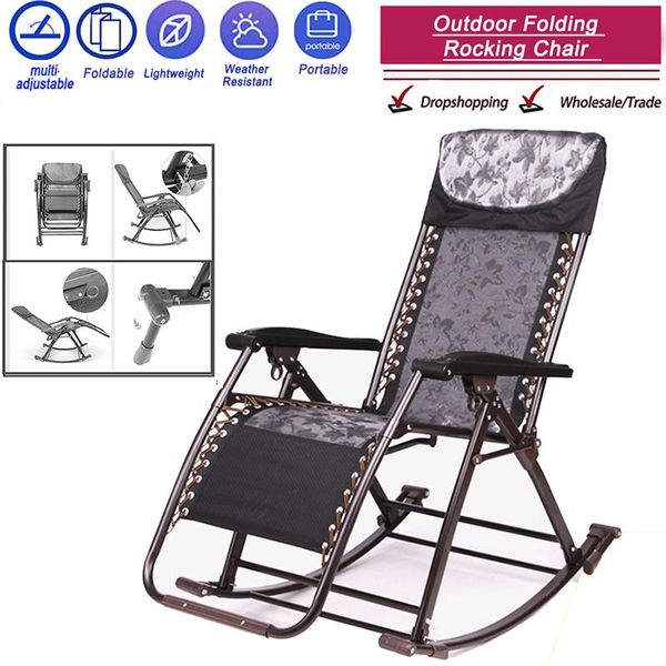 

camp furniture comfortable relax shaking chair office outdoor leisure folding lounge nap recliner 180kg bearing