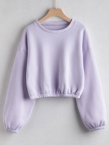 

drop shoulder solid thermal pullover s8eb#, White;black