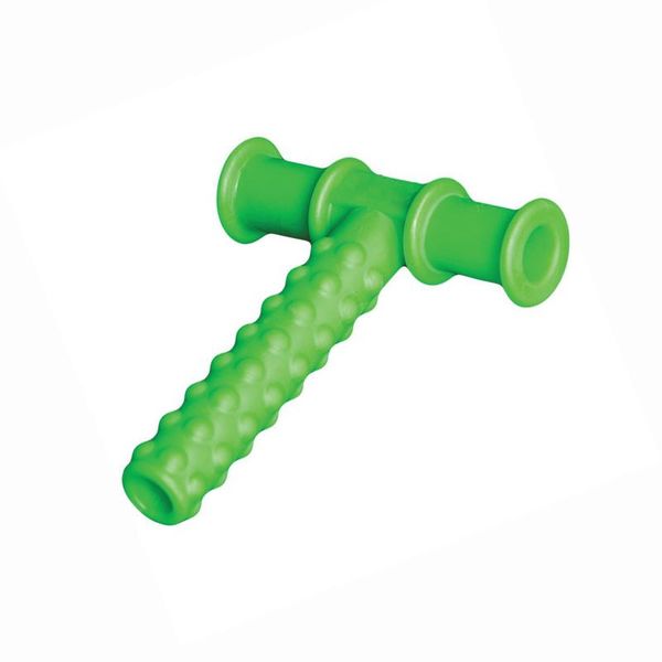 Tubo da masticare strutturato Tubo da masticare verde nodoso a T per bambini Massaggiagengive Strumento motorio orale per bambini Bambini con autismo ADHD Discorso