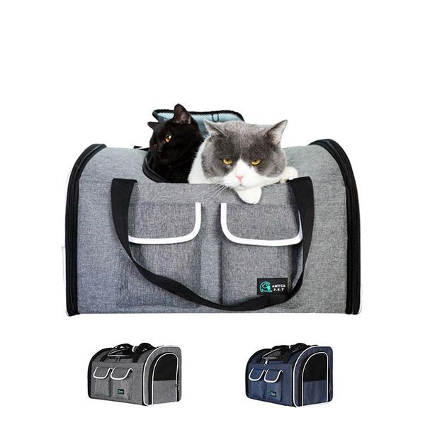 

cat carriers,crates & houses fashion 2021 double pocket pet carrier bag breathable dogs cats travel mesh handbag small animal outdoor transp
