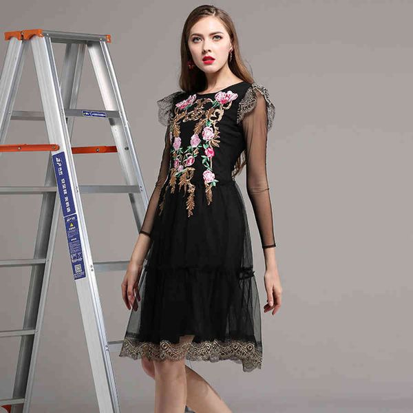 

dress women clothed in autumn half male pure tie back hole key gold embroidery plastic black shoulder ed, Black;gray