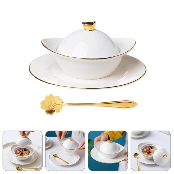 

mugs 1 set delicate kitchen miniature casserole pot bowl lid ceramic dessert