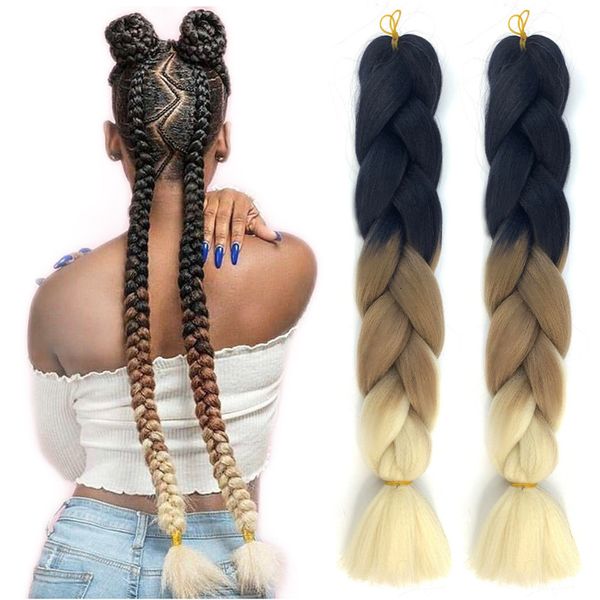 

color gradient jumbo braid hair, Black