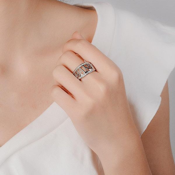 

wedding rings 2 colors silver color letter nana ring for women female rose gold woemn grandma christmas gifts, Slivery;golden