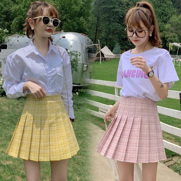 

skirts 2021 summer mini high waist pleated korean style vintage skort for women harajuku japan school uniform pastel goth, Black